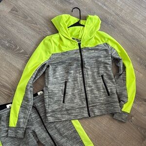 PINK Victoria’s Secret Neon yellow gray sweat suit